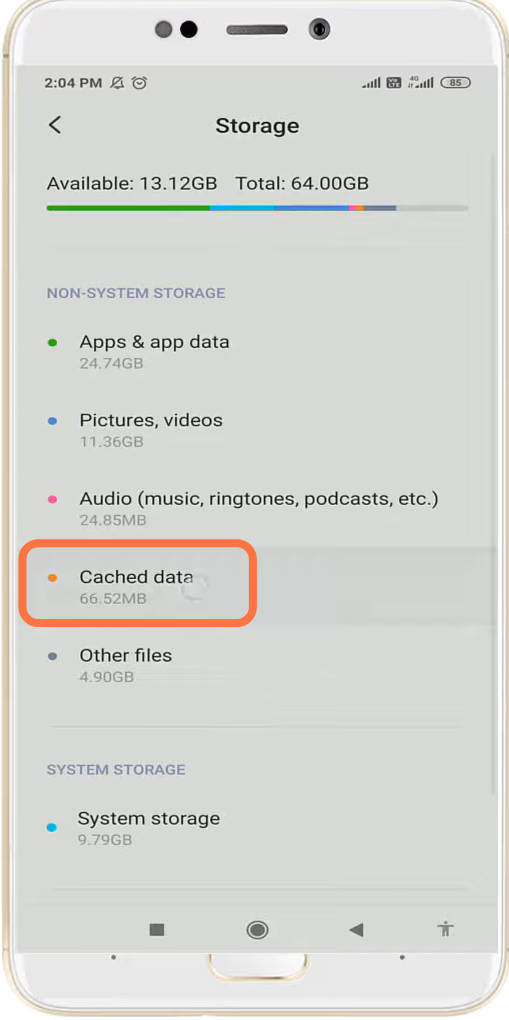 And click on Cached data. 
