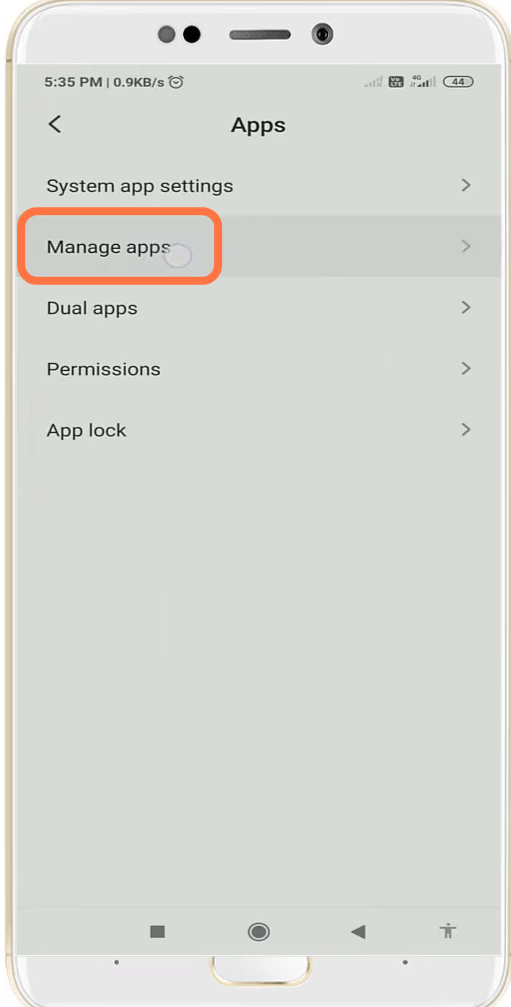 Then you have to tap on Manage apps. 
