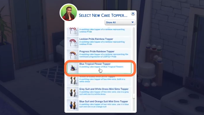 You can select the decor of your choice from the list.