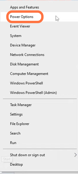 If that does not solve the issue then the next thing that we want to do is just ensure you're using the high-performance power plan and you can do this by right-clicking on the start menu icon again and then going into power options next you need to select additional power settin