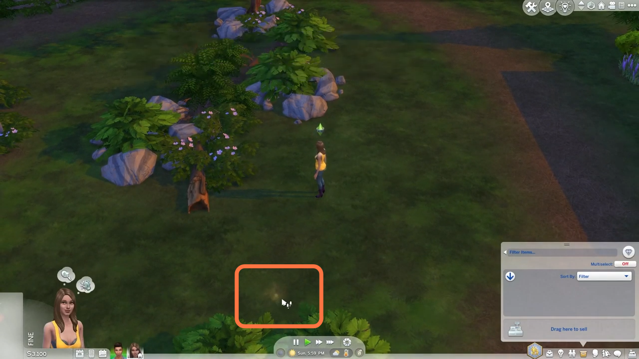 Your sim will come outside to smell the area and an aura will appear near the sim.
