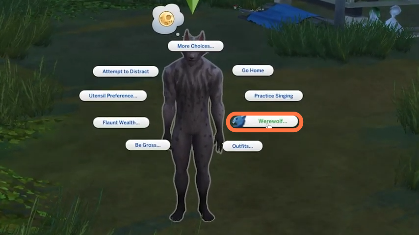 As Greg is part of your family, you can play as Greg and control him. You can also transform Greg to human form. Click on Greg and choose the Werewolf option. 