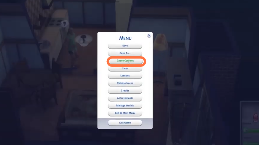 And then click on Game Options in the Menu list. 