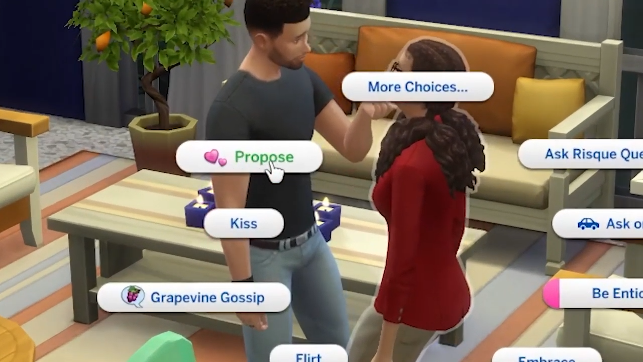 After that, choose the "hold hands" option and then you will find a "Propose" option to select. 