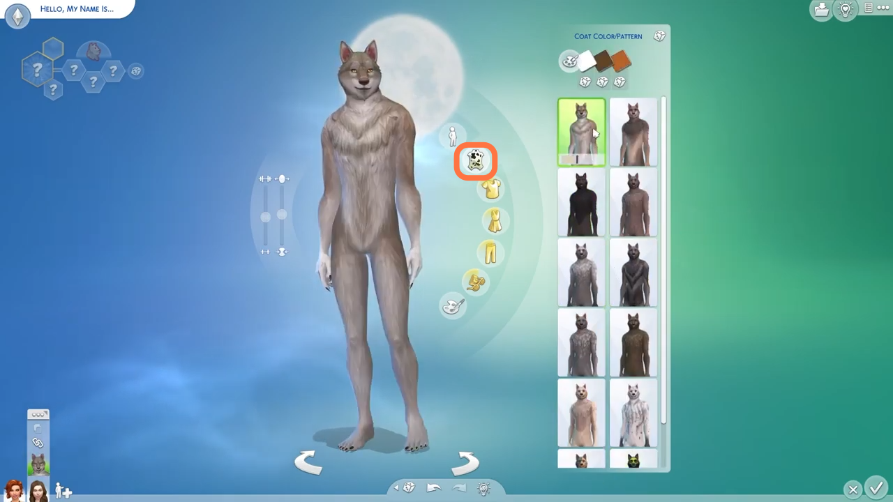 You can also choose color and pattern of your werewolf. 