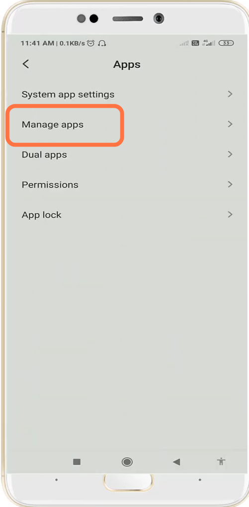 Tap on Manage apps. 