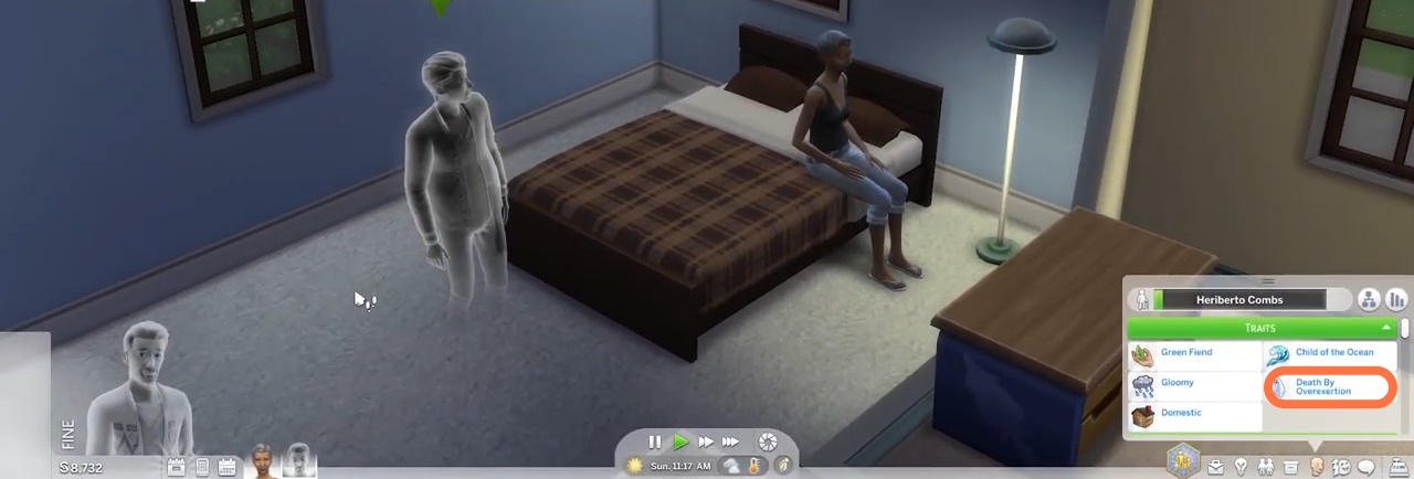 If your sim died by overexertion, you can get them back from Ghost to human. Press CTRL+Shift+C altogether and hit enter on your keyboard to open cheat box