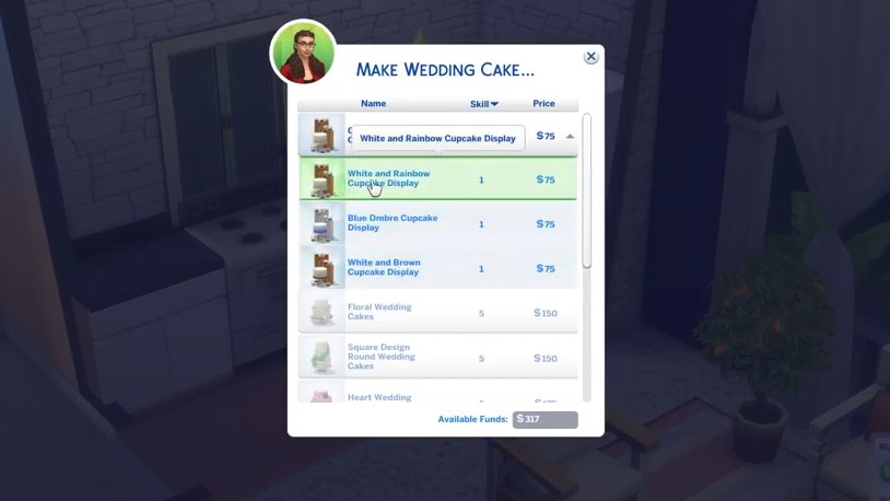 Select the cake recipe, and then choose the colour you want.