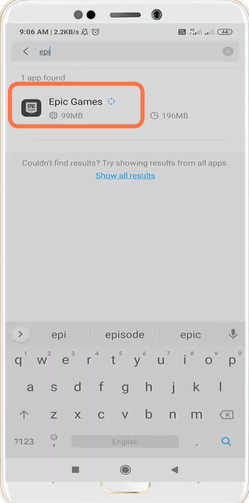 You will need to search for Epic Games.