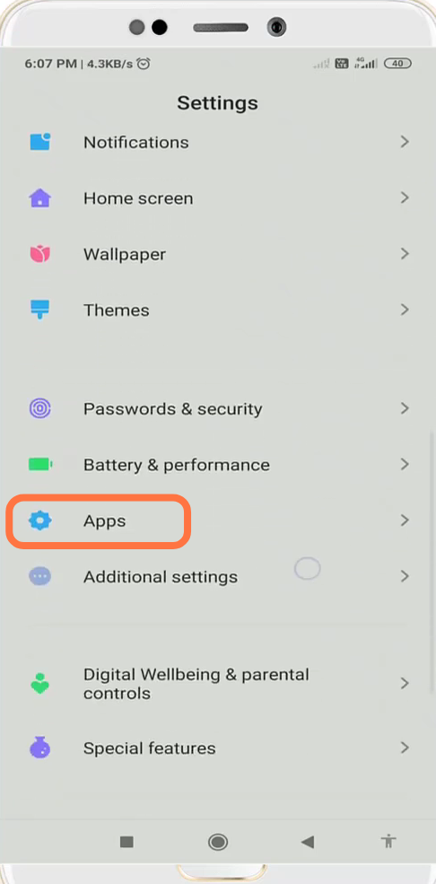 And open up the Apps settings. 
