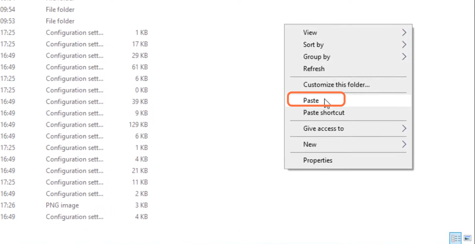 You will need to press left click and paste it in that folder. 