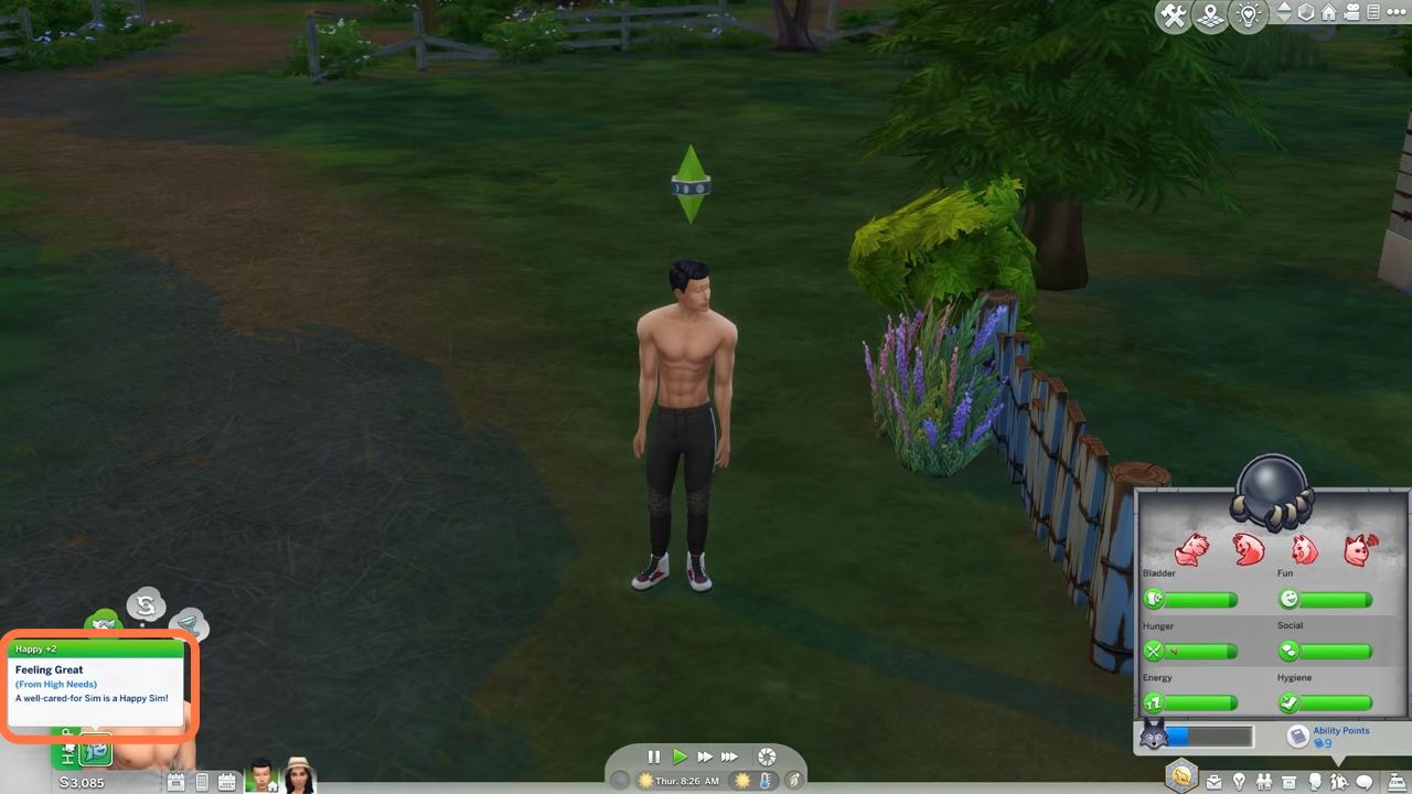 Once you are ready to fight, just make sure that your sim is happy and all his needs are in Green and Full.