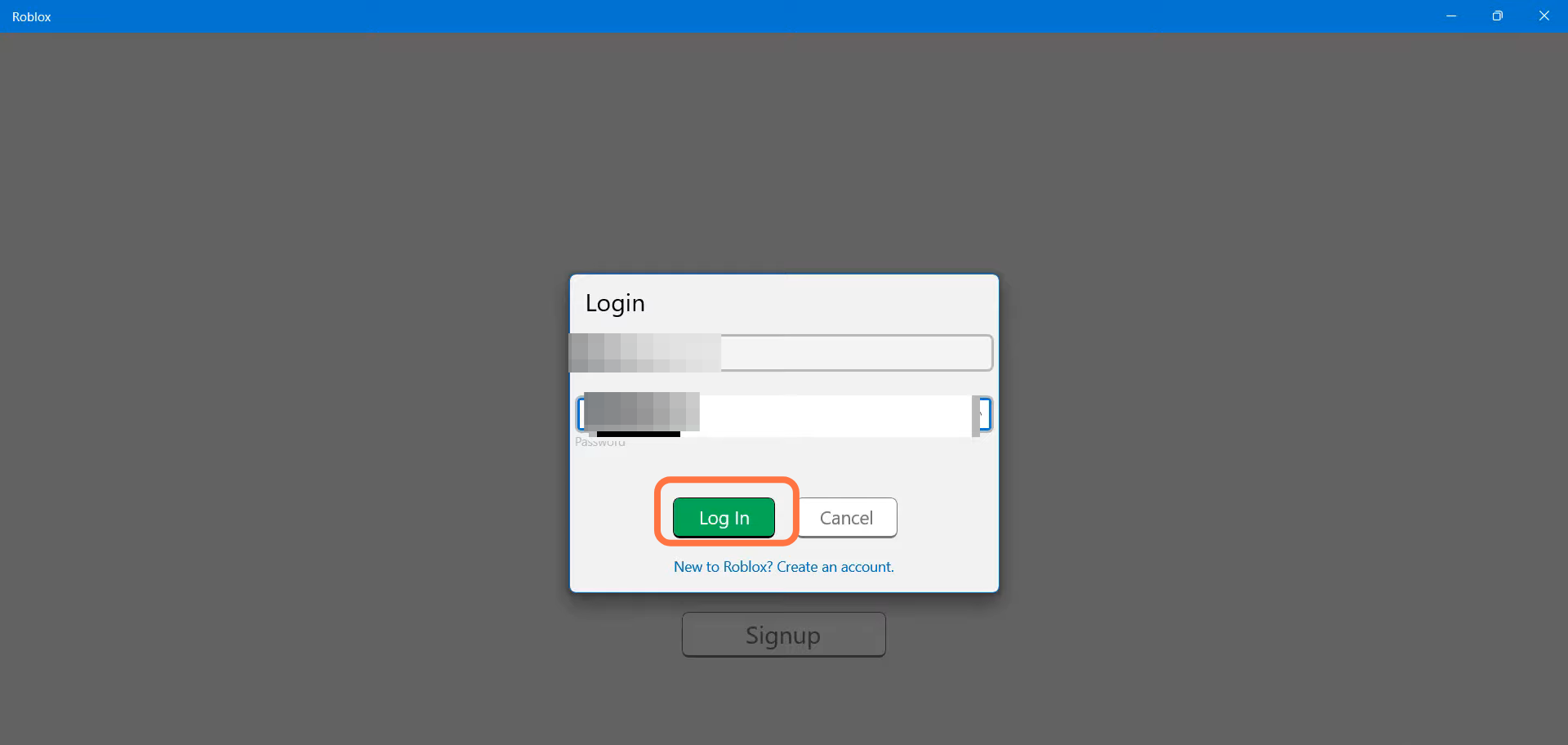 You need to enter your username and password. 