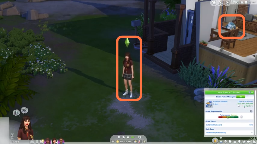 If you have multiple teen age sims in your house, then you can select them all to send to school by themselves. You can also control these sims inside school. 