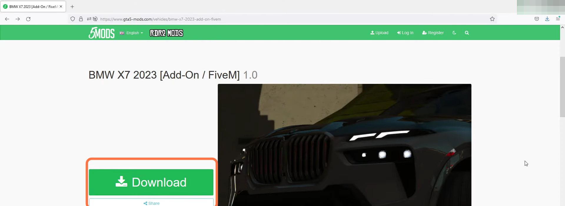 First, you will need to download the mod file from "https://www.gta5-mods.com/vehicles/bm...". Open up the link and tap on the Download button to download the file. 