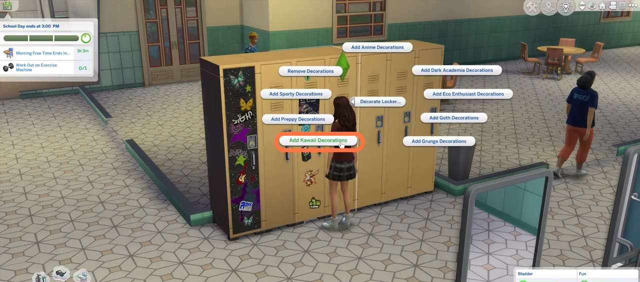 You can click on locker again and choose to change the decorations again. 