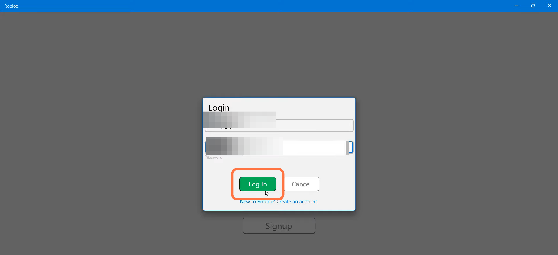 You need to enter your username and password.