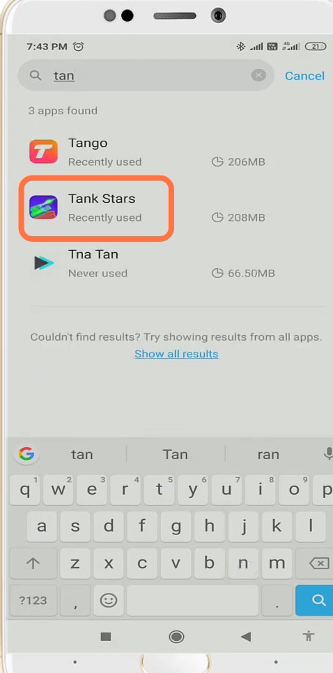 Open the Tank Stars app settings. 
