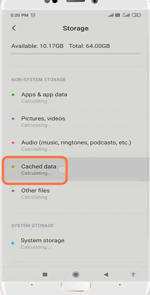 You have to tap on Cached data. 