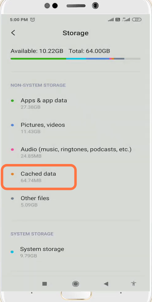 After that, you have to tap on Cached data. 