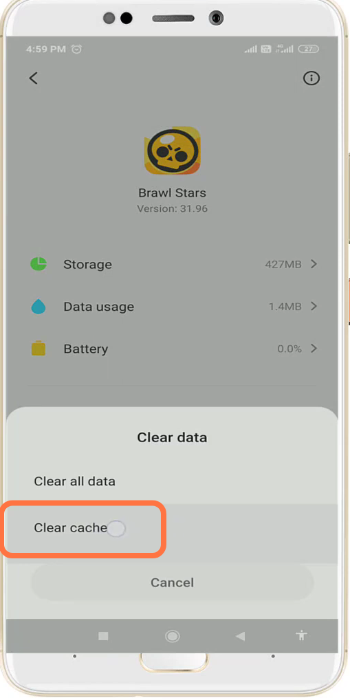 Then you need to tap on Clear cache to clear it. 