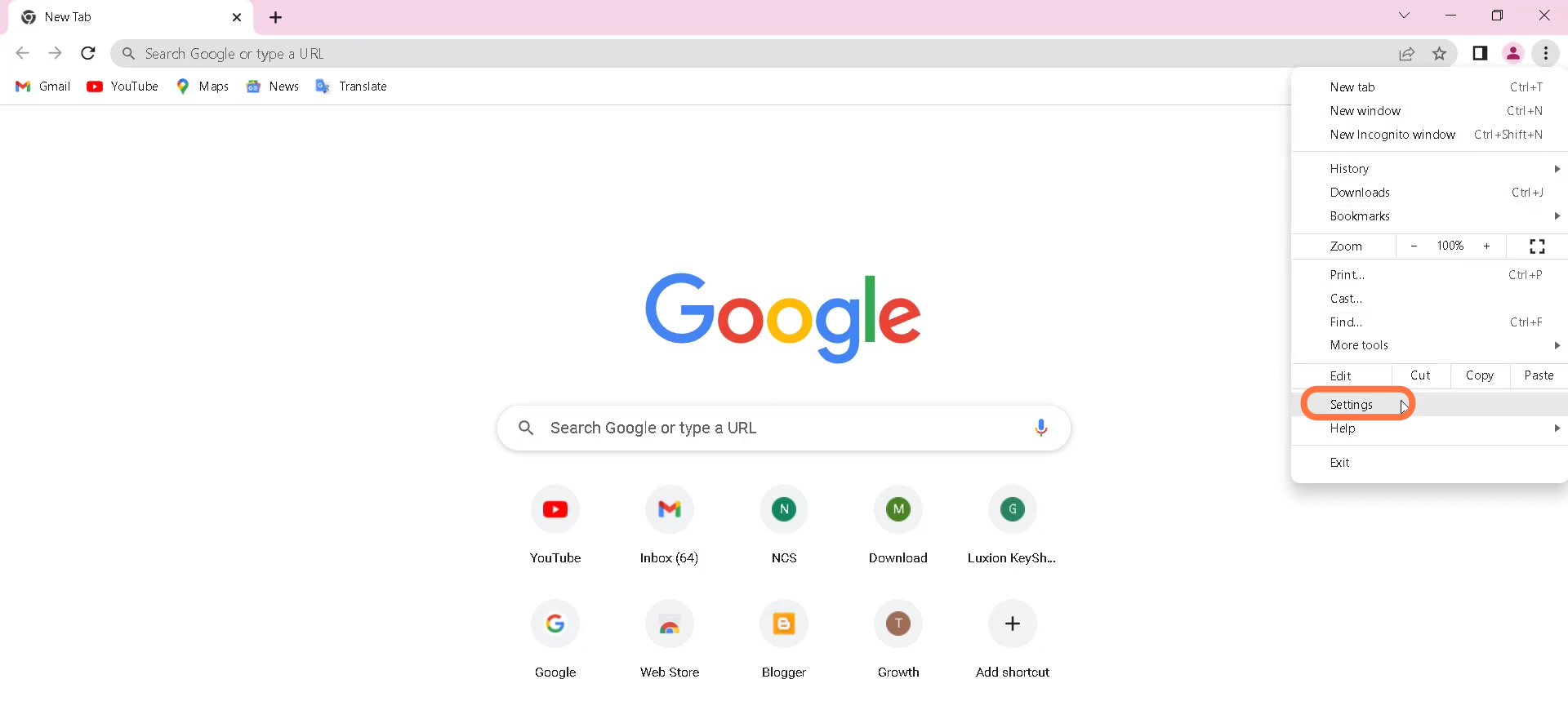 First, you will need to open Google Chrome and Enter into Settings by clicking on the dotted vertical bar at the top right of the browser screen. 