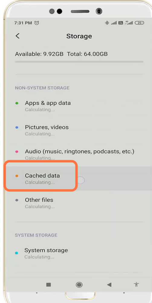 Then go to cached data and click on the OK button. 