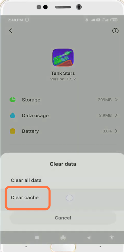 And then click on Clear cache. 