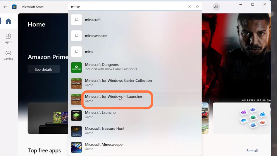 Search for Minecraft launcher to install it. 