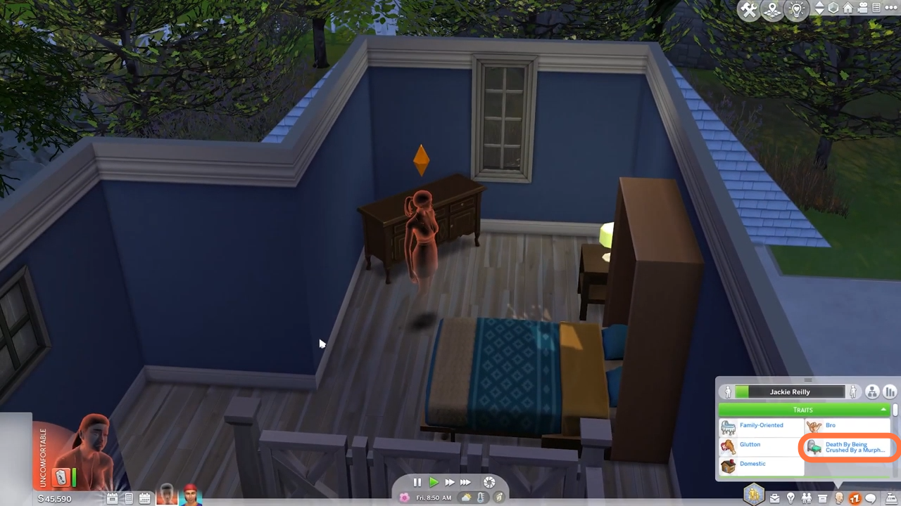 If your sim died by Murphy bed, you can get them back from Ghost to human. You have to press CTRL+Shift+C altogether and hit enter on your keyboard to open the cheat box. 