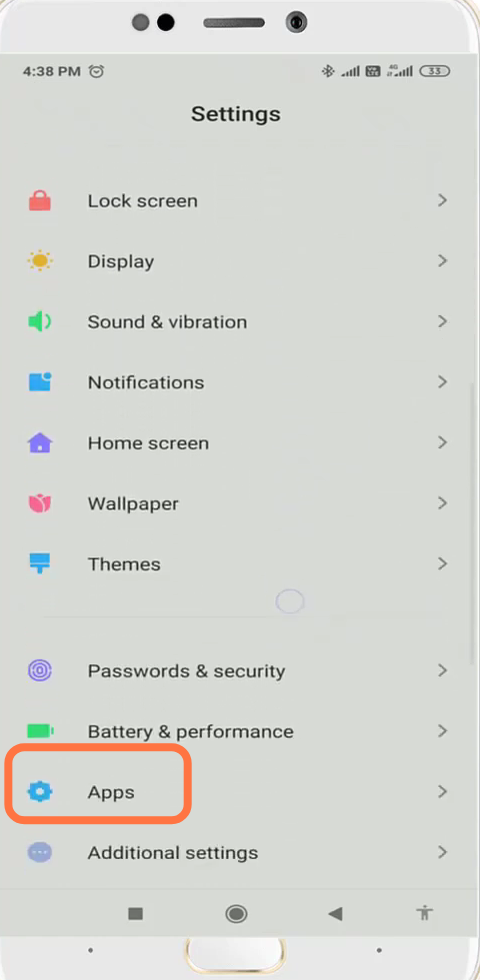 And navigate to the Apps settings. 