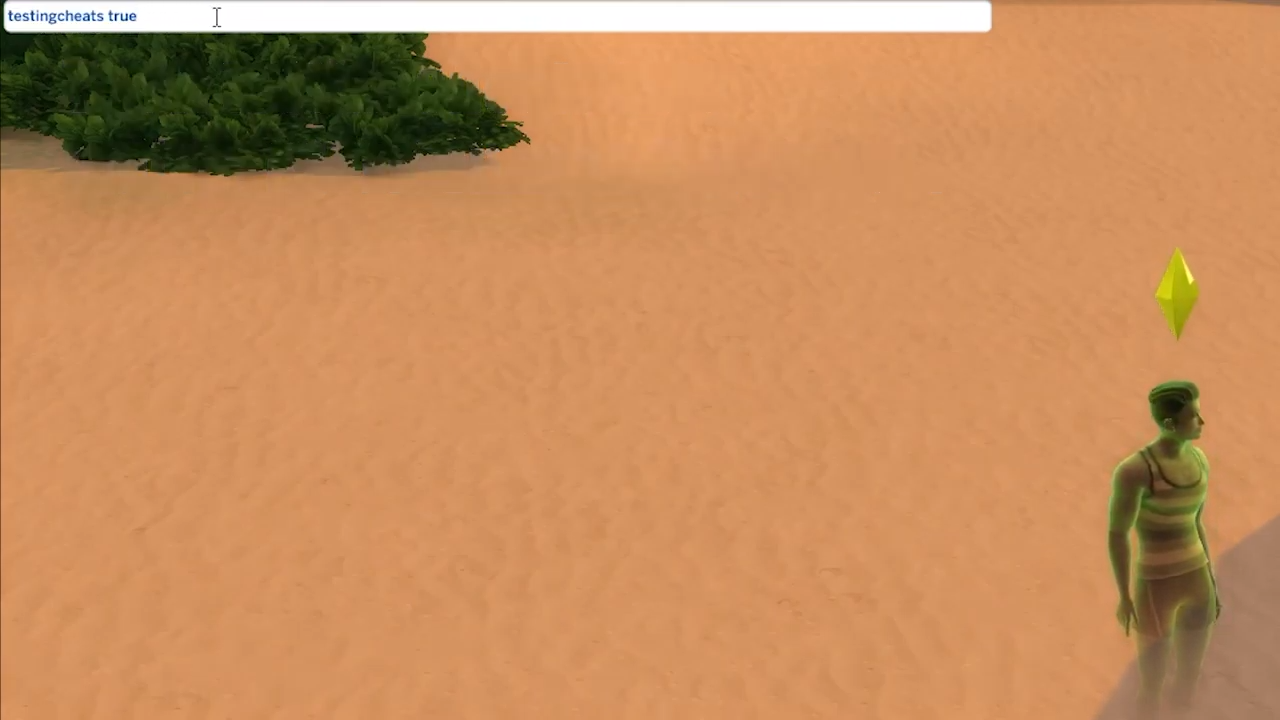 A white box will appear at top left corner of the screen. Type in testingcheats true and hit enter to enable cheats.  