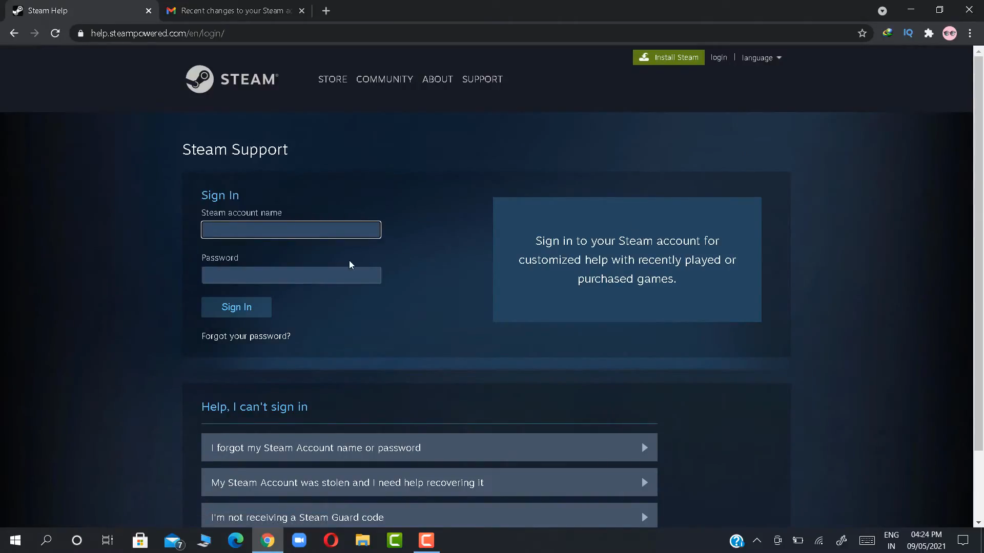 So log into the steam account.