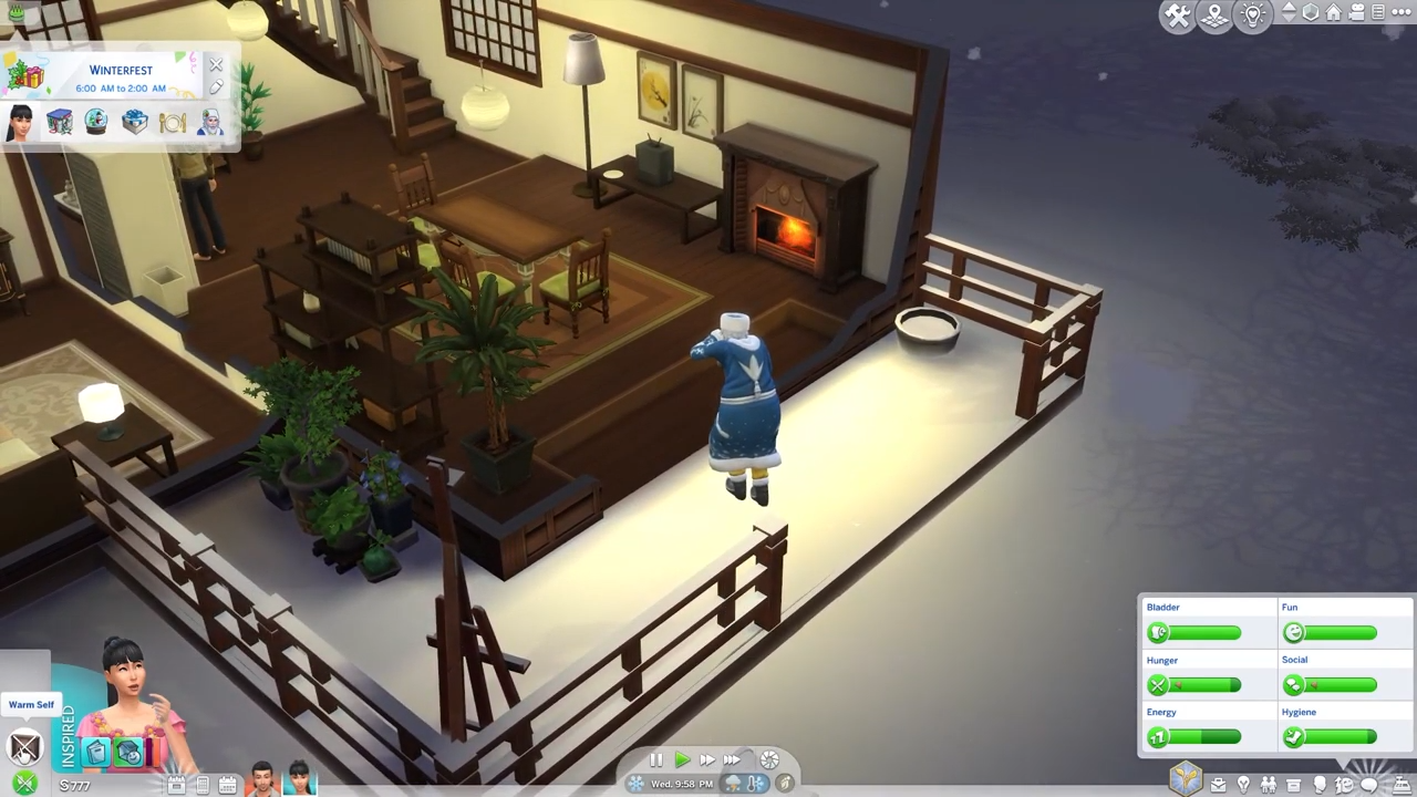 In the 'winterfest' father, winter will appear to your house so you need a fireplace for him. 