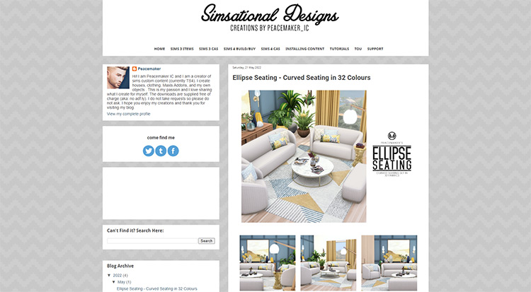 Simsational Designs blogspot screenshot