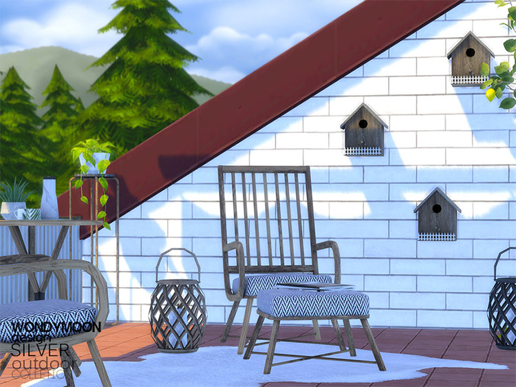 Silver Outdoor CC Set with Birdhouses / Sims 4