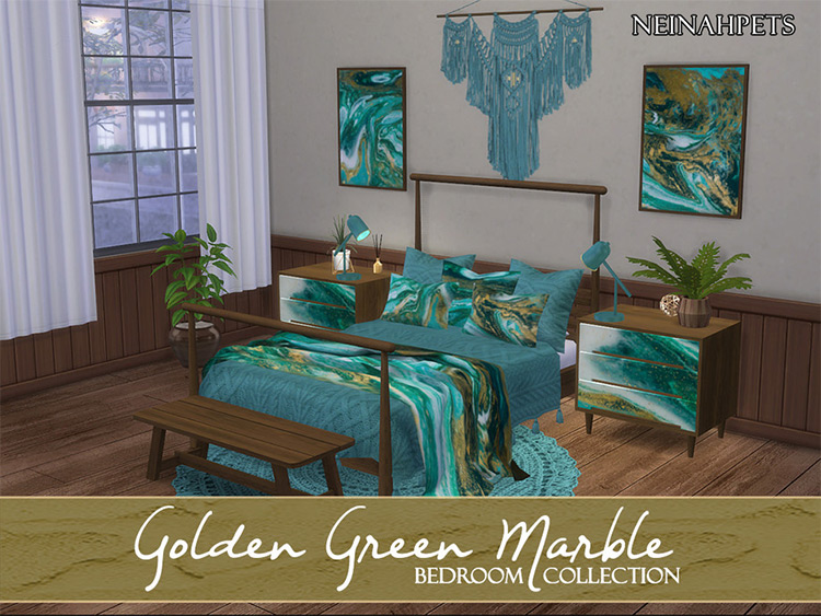 Golden Green Marbel Bedroom Set CC