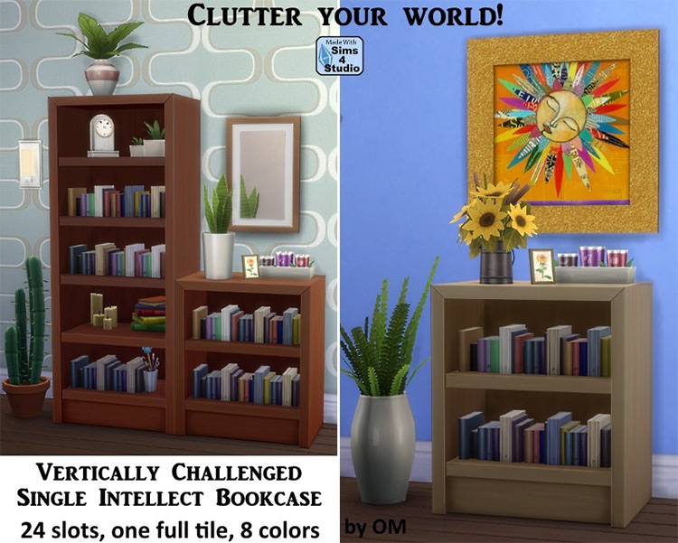 Vertically Challenged Bookcase for Sims 4