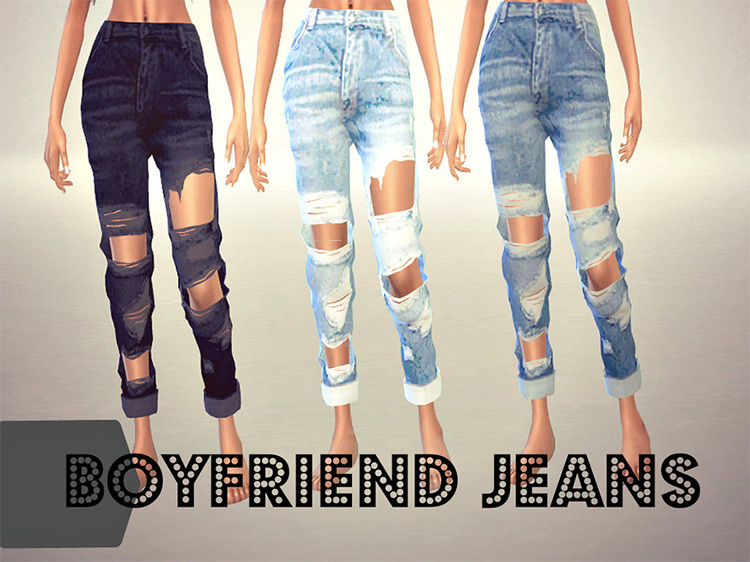 Destroyed Boyfriend Jeans for The Sims 4