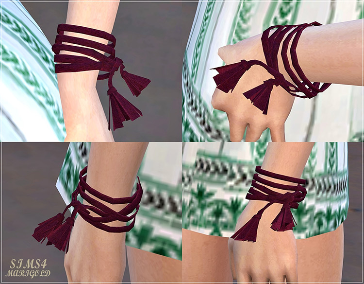 Suede Cord Tassel Bracelet for The Sims 4