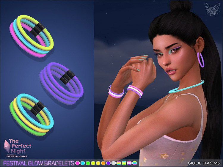 Glow Rave/Festie Bracelets CC for The Sims 4