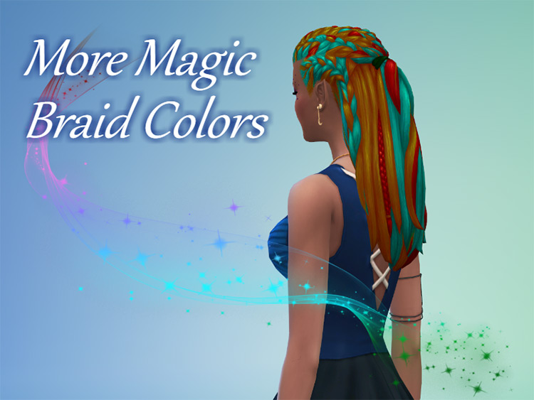Colorful magic braided hairdo for TS4