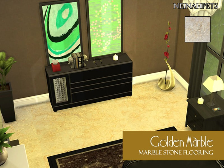 Golden Marble Flooring for The Sims 4