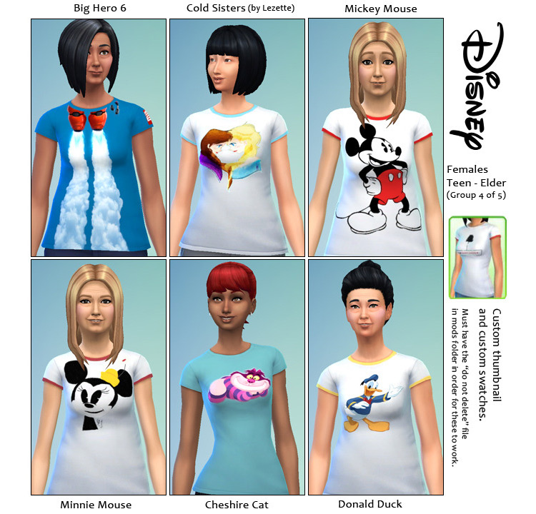 Disney Themed Shirts for The Sims 4