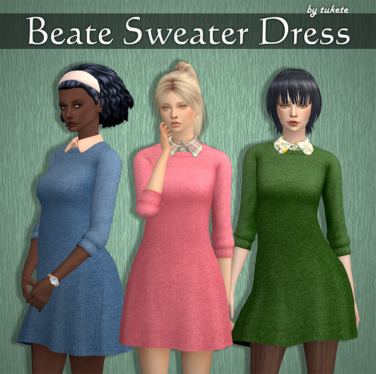 Beate Sweater Dress Set / Sims 4 CC