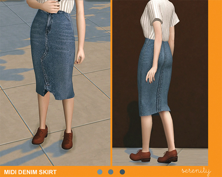 Midi Denim Skirt CC for TS4