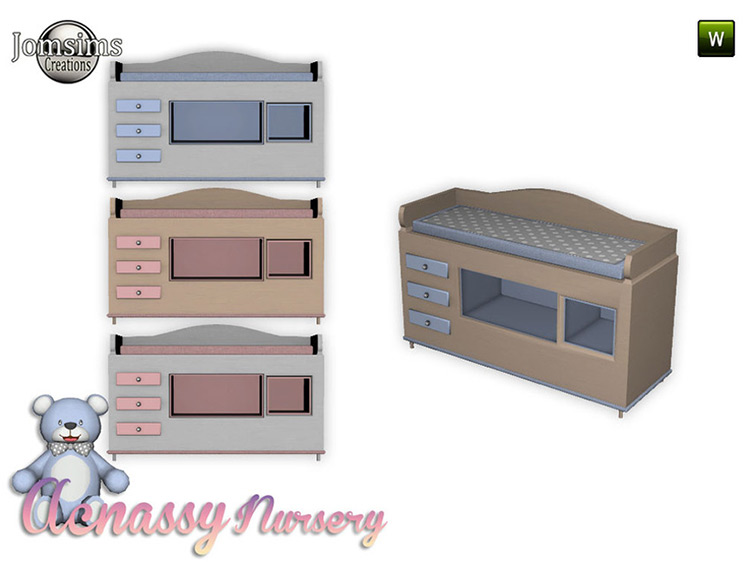 Acnassy Nursery Changing Table Sims 4 CC