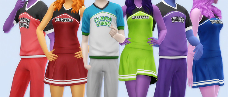 Berry Sweet Cheerleading Uniforms for Sims 4