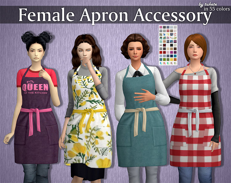 Girl's Apron Accessory for The Sims 4