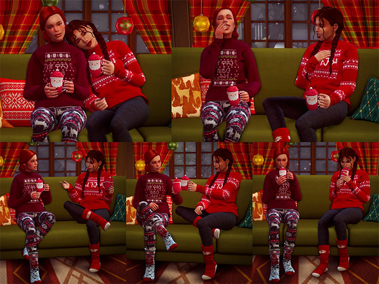 Sharing a Christmassy Drink Together / Sims 4 Poses